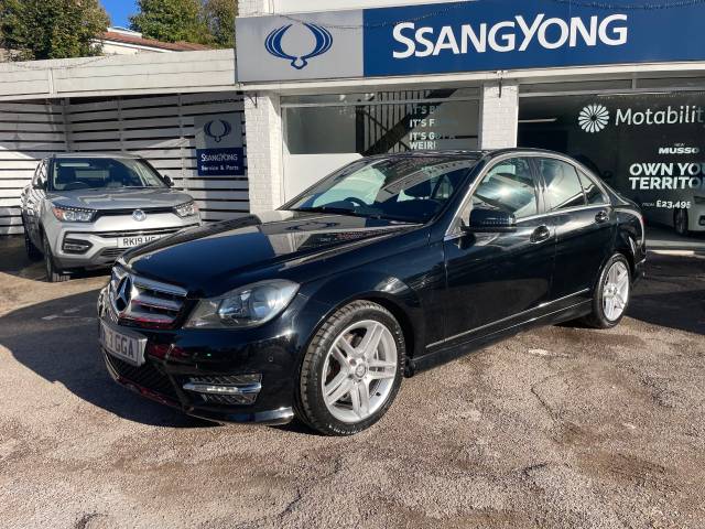 Mercedes-Benz C Class 2.1 C220 CDI BlueEFFICIENCY AMG Sport 4dr Auto - 1/2 LEATHER - NAV - E/F/ MIRRORS BLUETOOTH Saloon Diesel Black